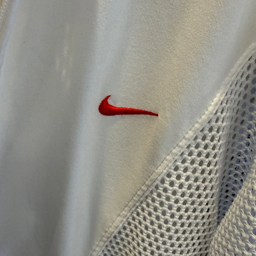 Nike Dri Fit Mesh Jacket with Hood, White with Orange Detail | Size Medium
